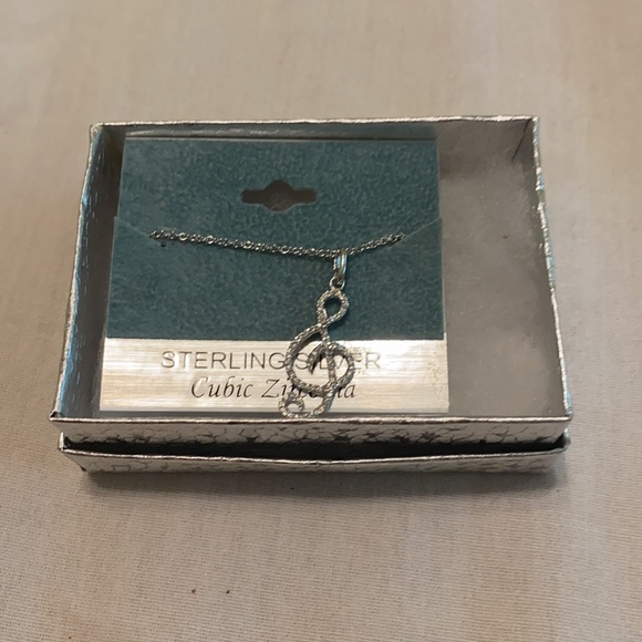Sterling Silver & CZ Music Note Necklace NWT - Picture 4 of 4
